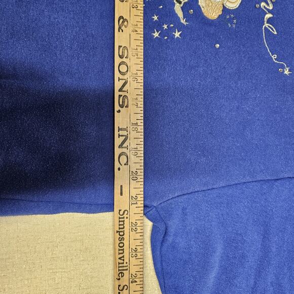 Vintage 90s Angel Sweatshirt   large Blue‎ Pullover Christian Bible Art God - Picture 9 of 10